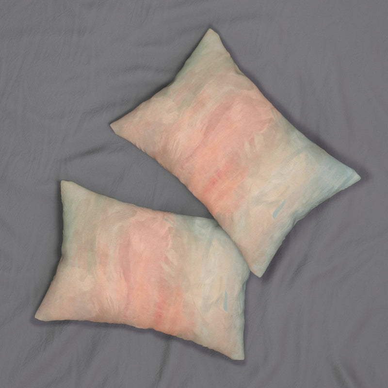 Abstract Boho Lumbar Pillow | Salmon Peach Mint Green