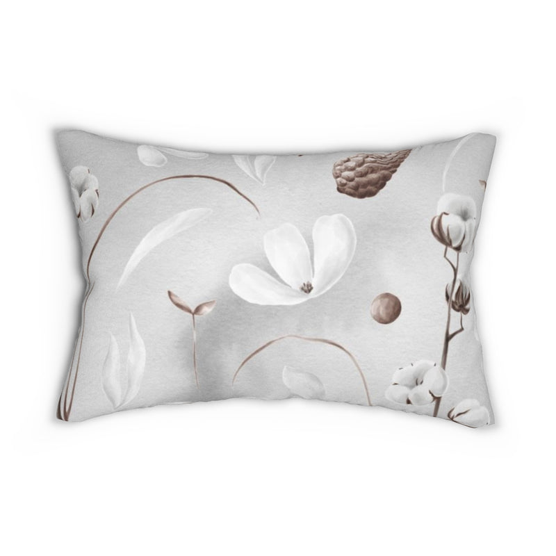 Floral Boho Lumbar Pillow | Grey White