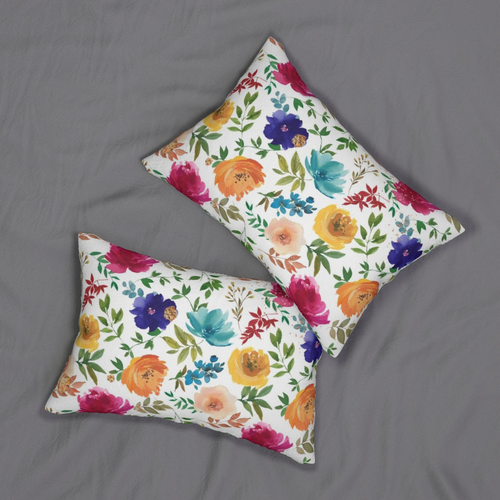 Floral Boho Lumbar Pillow | Rainbow Rose