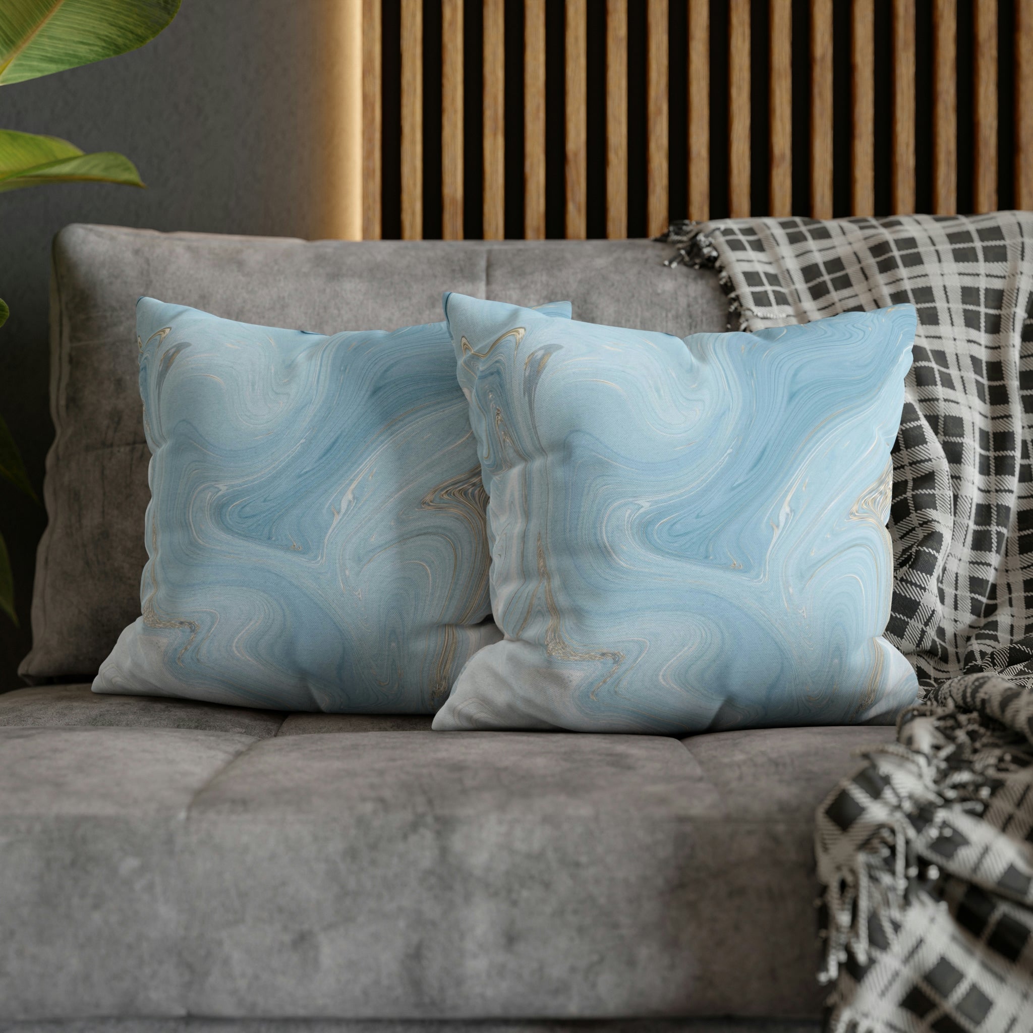 Abstract Pillow Cover | Pale Sky Blue Marble Print