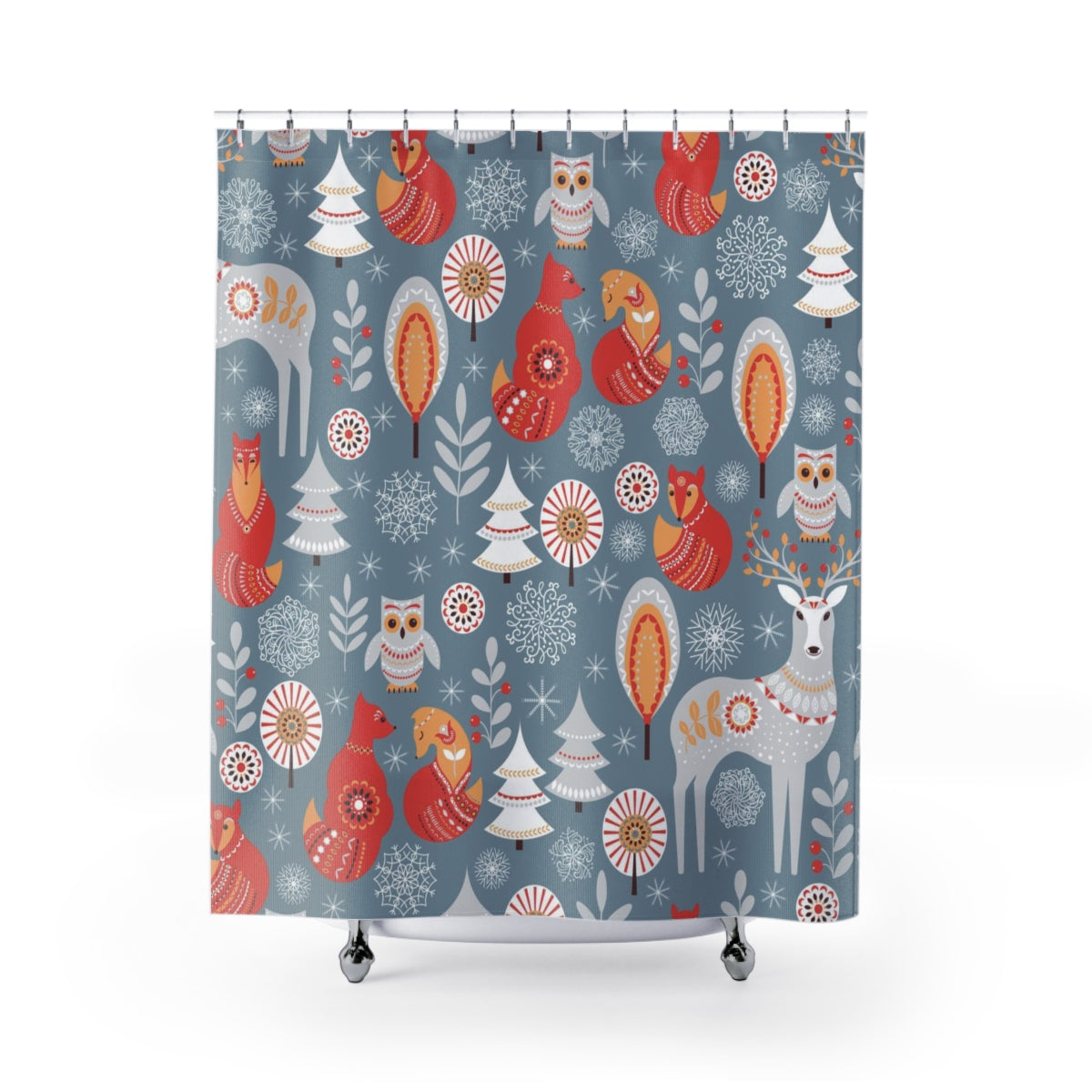 modern boho fabric shower curtain