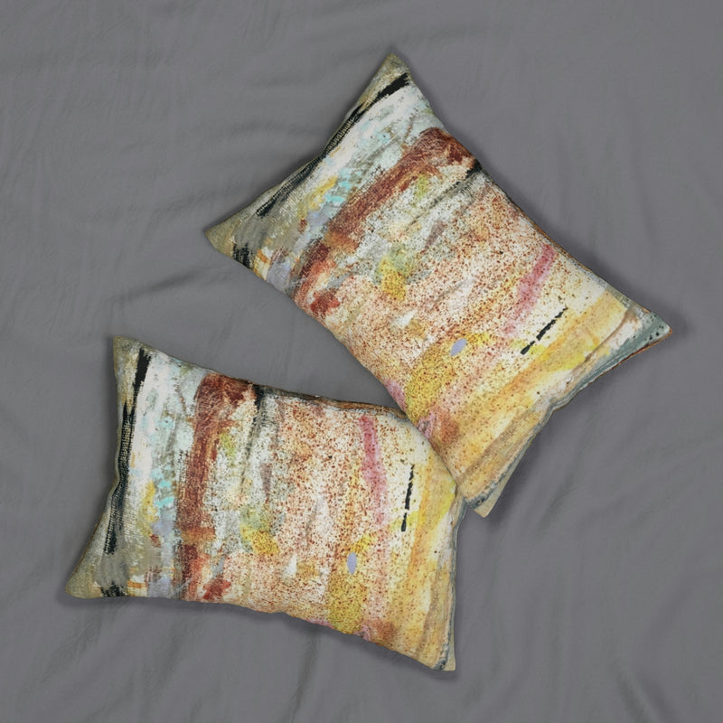 Boho Lumbar Pillow | Yellow Brown Abstract