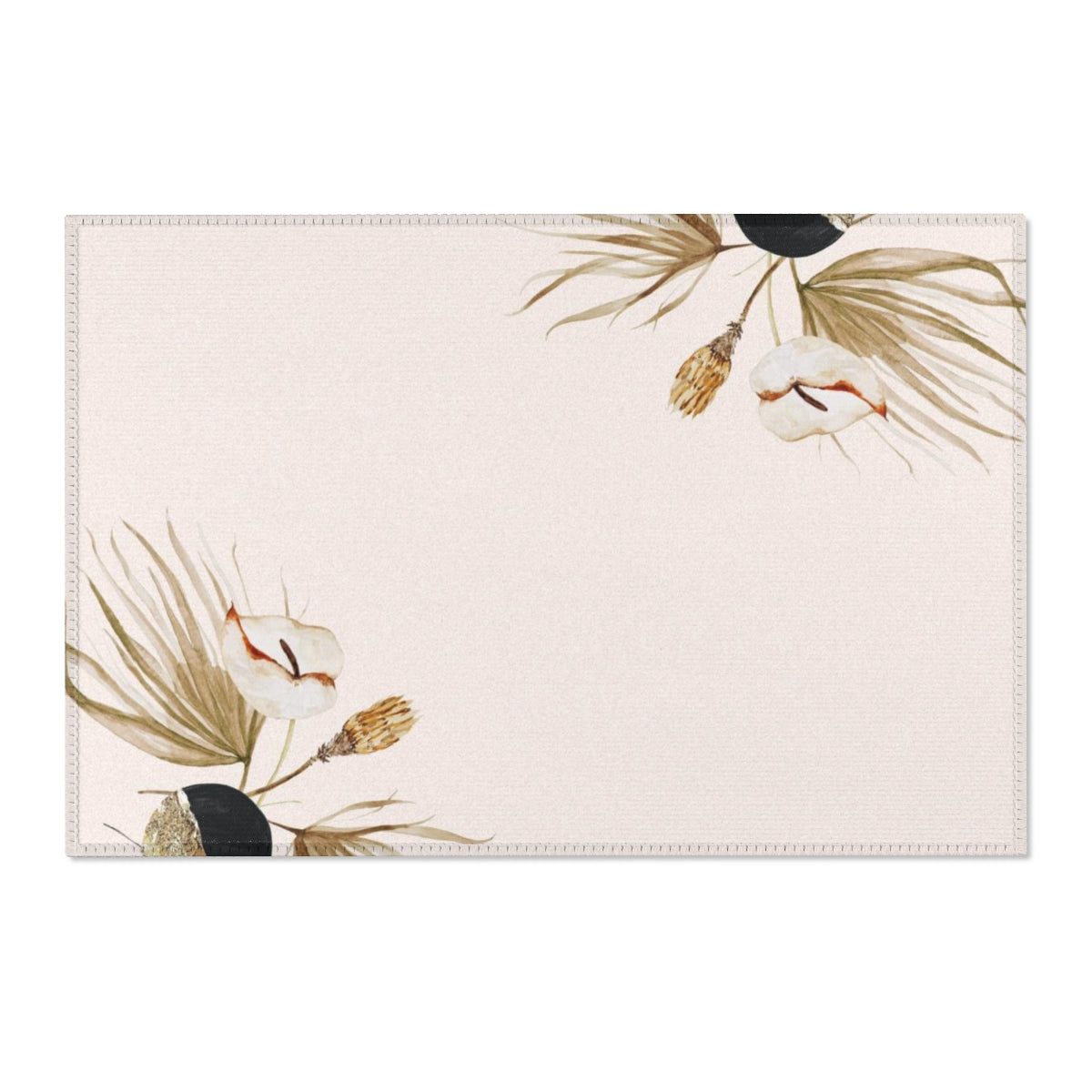 Floral Area Rug | Beige Brown Lilies