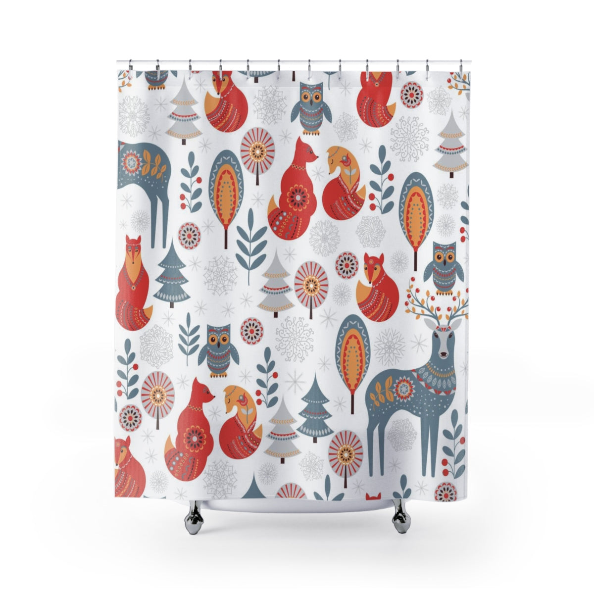 modern boho fabric shower curtain