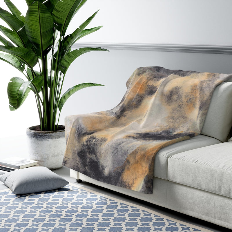 Abstract Comfy Blanket | Black Gray Orange Ombre