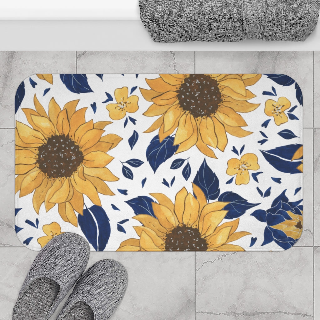 modern floral bath mat