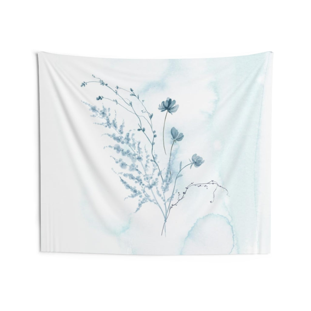 Floral Tapestry | White Pastel Blue