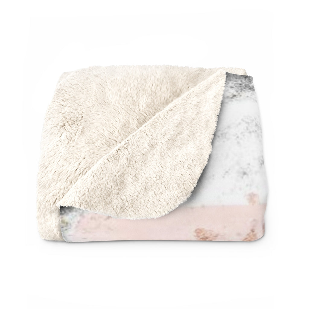 Abstract Boho Comfy Blanket | White Pink Green Gold