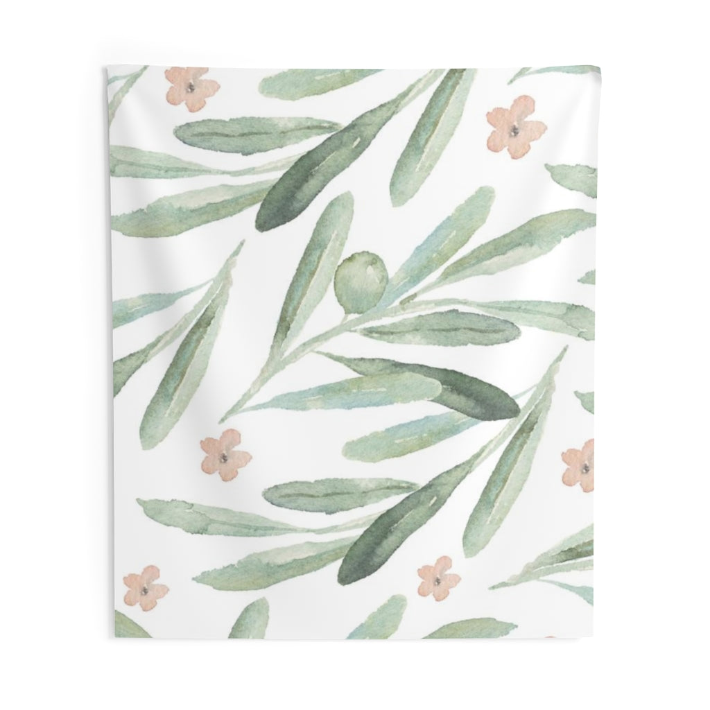 Floral Tapestry | White Pastel Green Pink