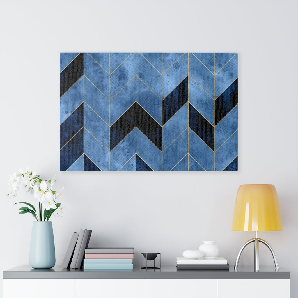 ABSTRACT WALL CANVAS ART | Black Gold Blue