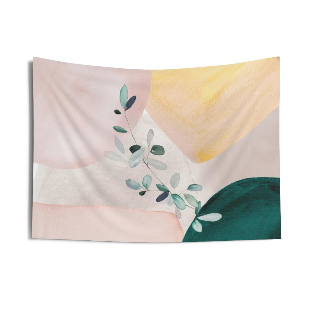 Floral Tapestry | Yellow Blush Pink Green Eucalyptus Leaves