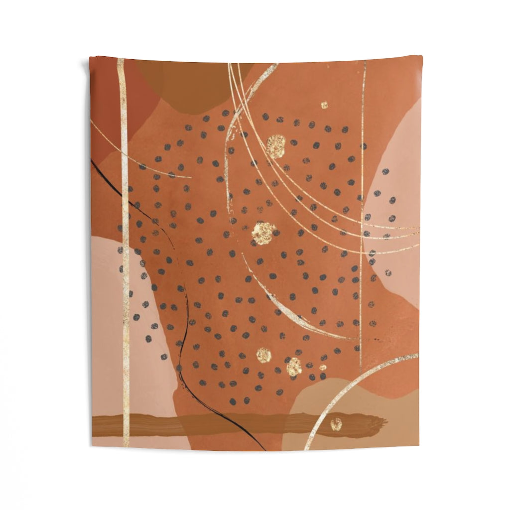 Abstract Tapestry | Terracotta Gold Navy Blue