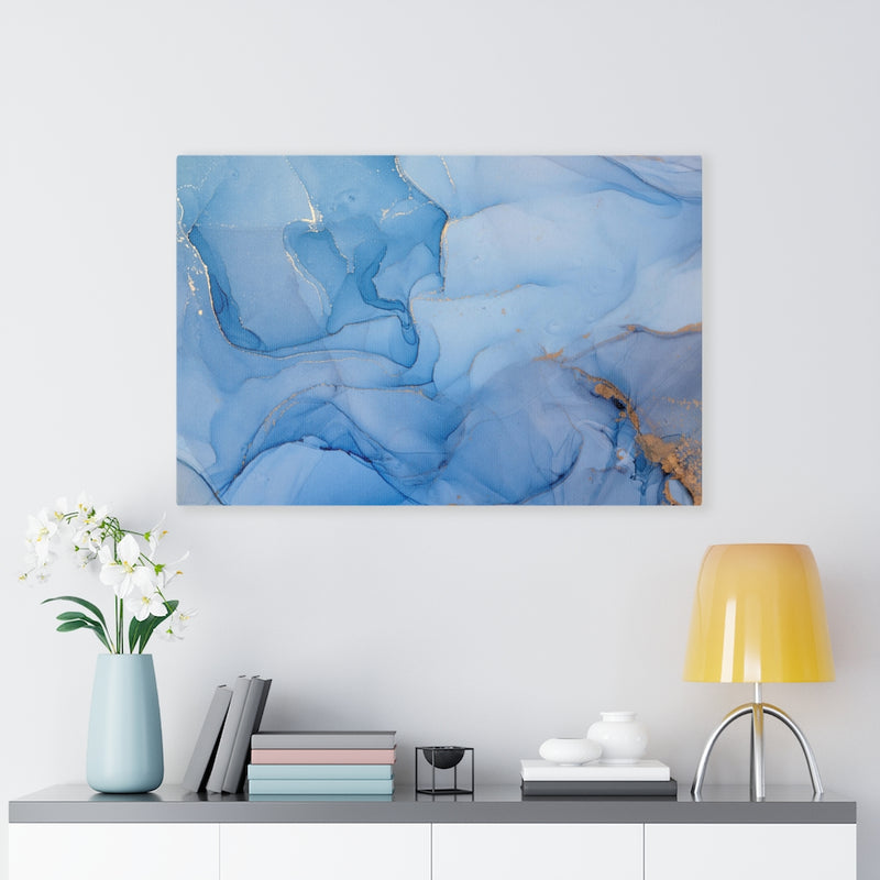 Abstract Canvas Art | Blue Grey Gold