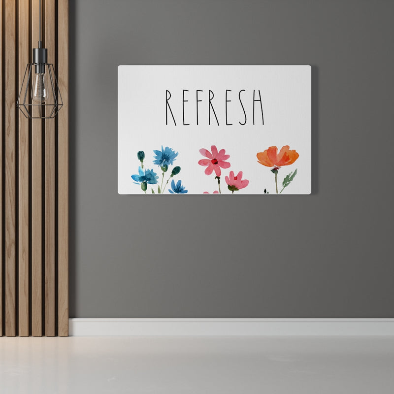 FLORAL WALL CANVAS ART | With Saying | Pink Blue Orange