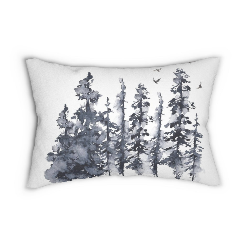 Whimsical Boho Lumbar Pillow | Indigo Blue White