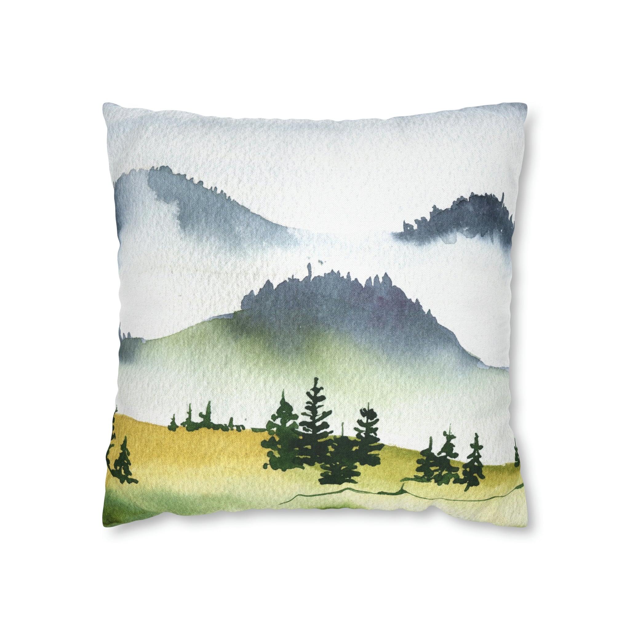 Floral Boho Pillow Cover | Mountain Green Trees