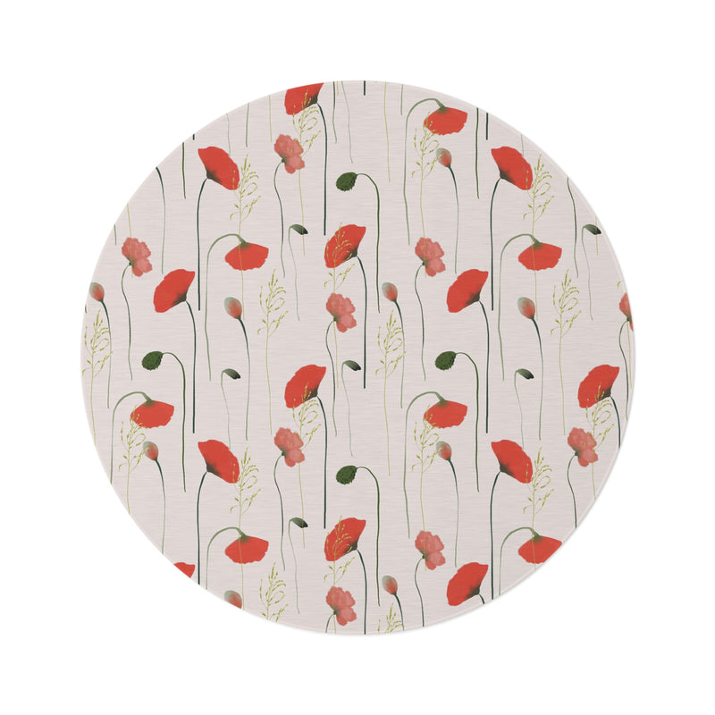 Round Area Rug | Red Floral