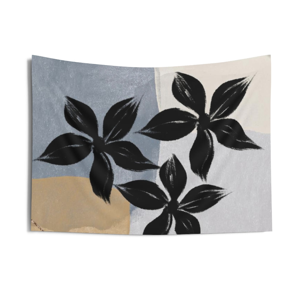 Floral Tapestry | Black Grey Beige Cream