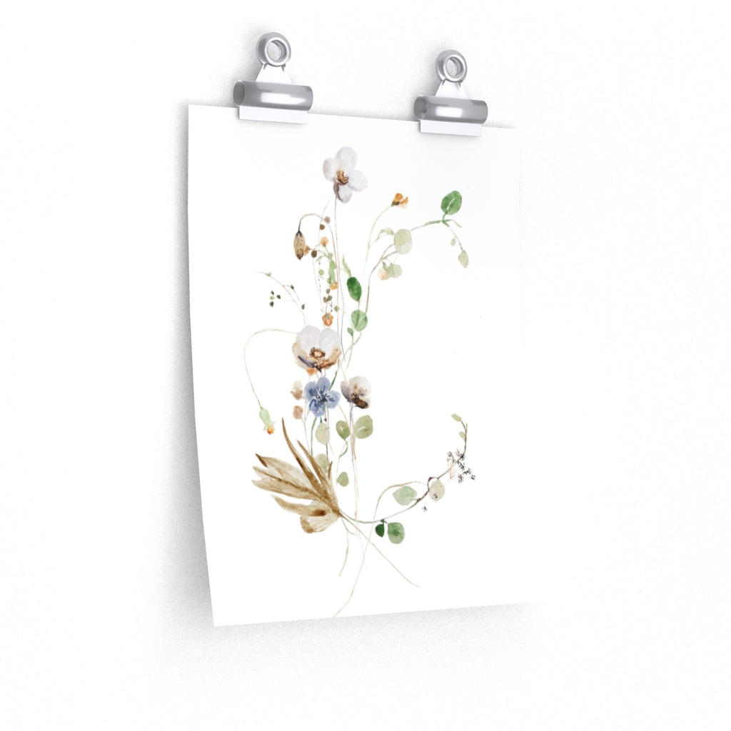 Wild Floral Art Print | green beige white