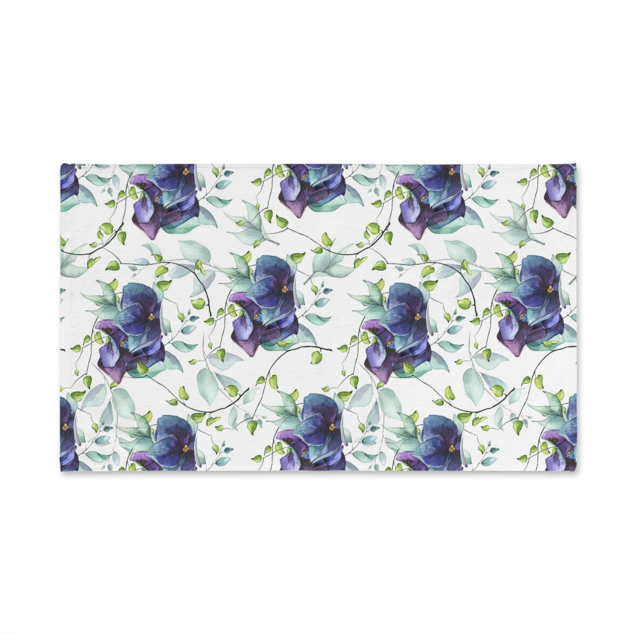 Floral Boho Kitchen, Bath Hand Towel | Sage Green, Purple Blue Jungle