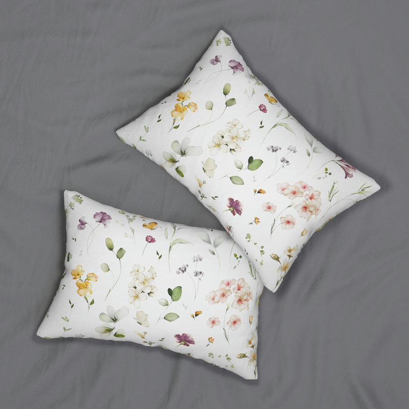 Floral Lumbar Pillow | Wild Flowers White