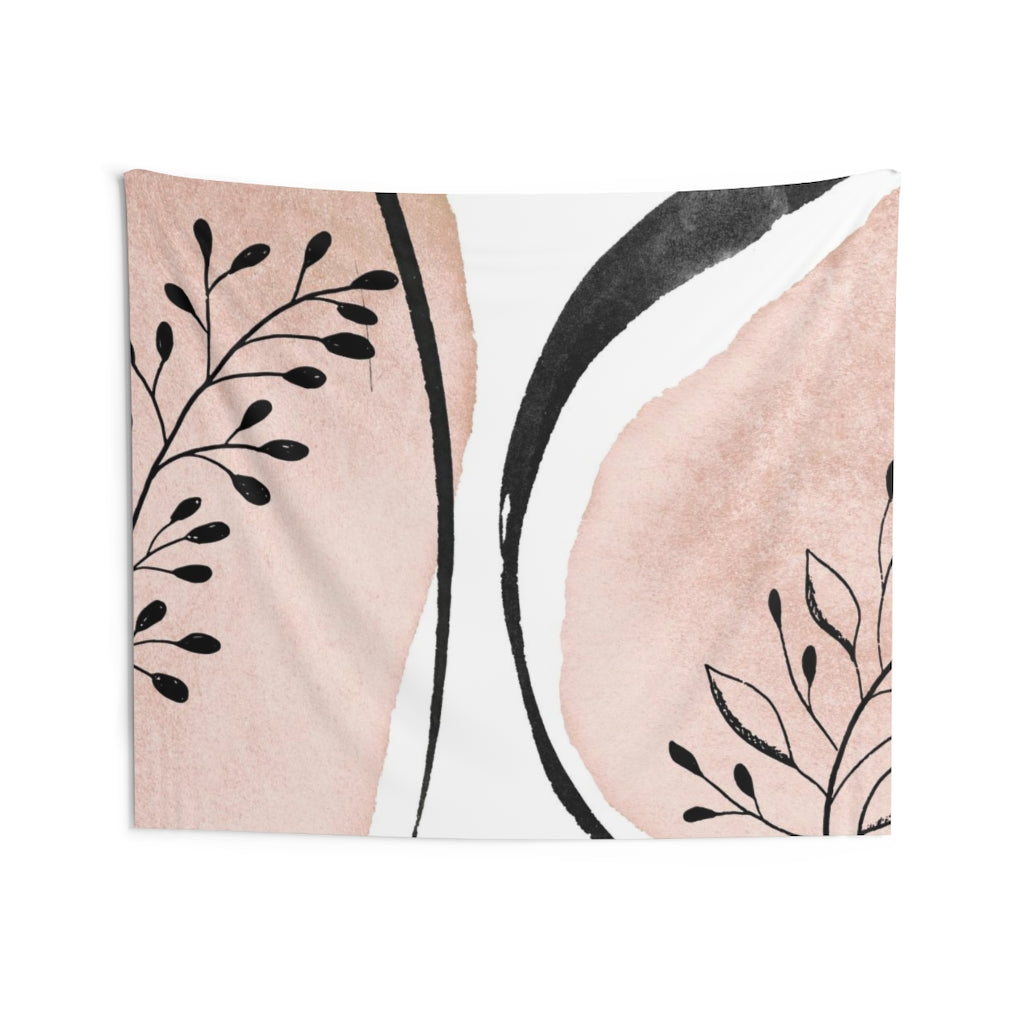 Floral Tapestry | Blush Pink Black White