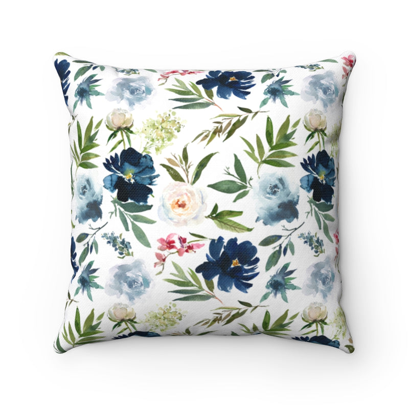 Boho Pillow Cover | Blue Grey Green Flowers