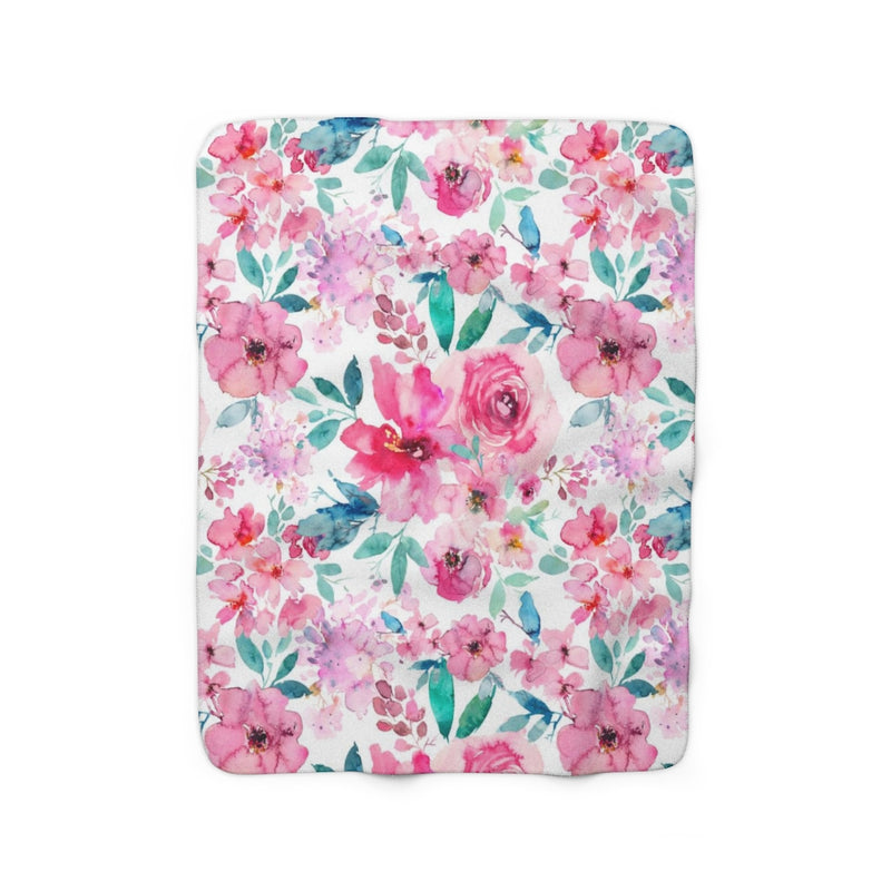 Floral Comfy Blanket | Teal Pink Peonies