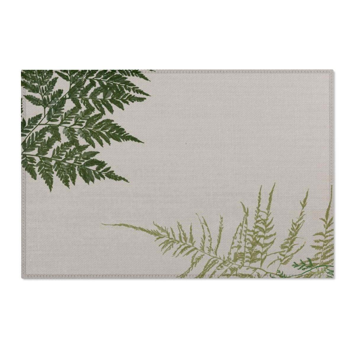 Floral Area Rug | Beige Gray Green Ferns