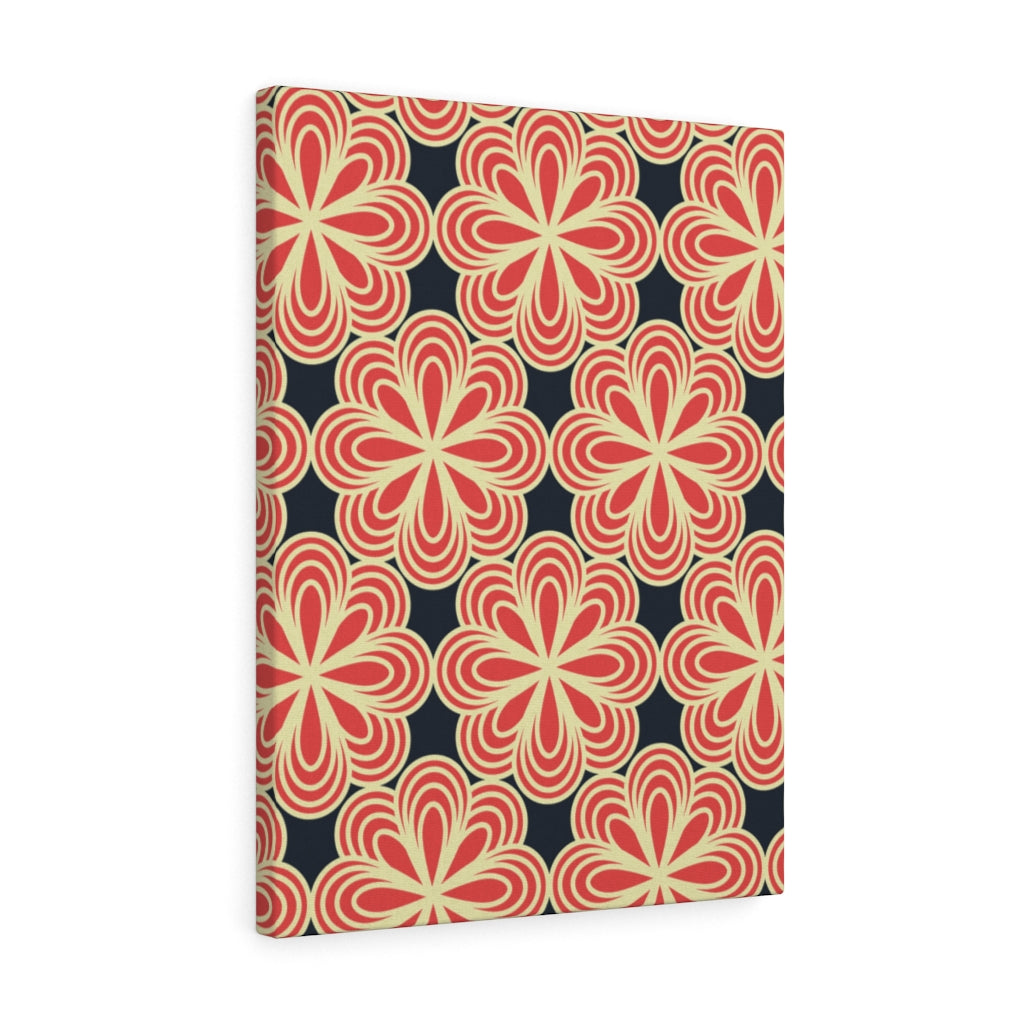 FLORAL CANVAS ART | Oriental Red Black Gold Flower