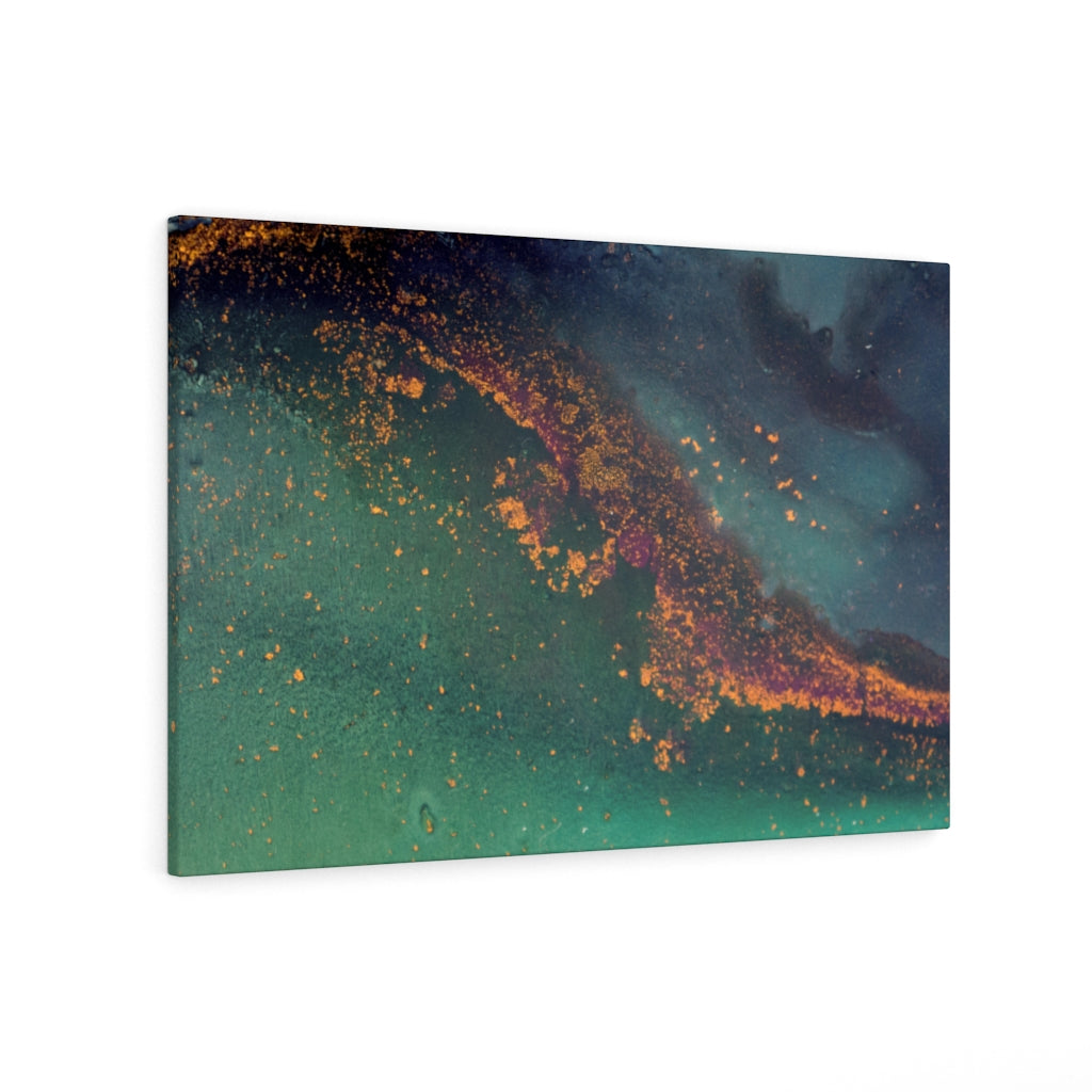 Abstract Canvas Art | Green Navy Blue Gold