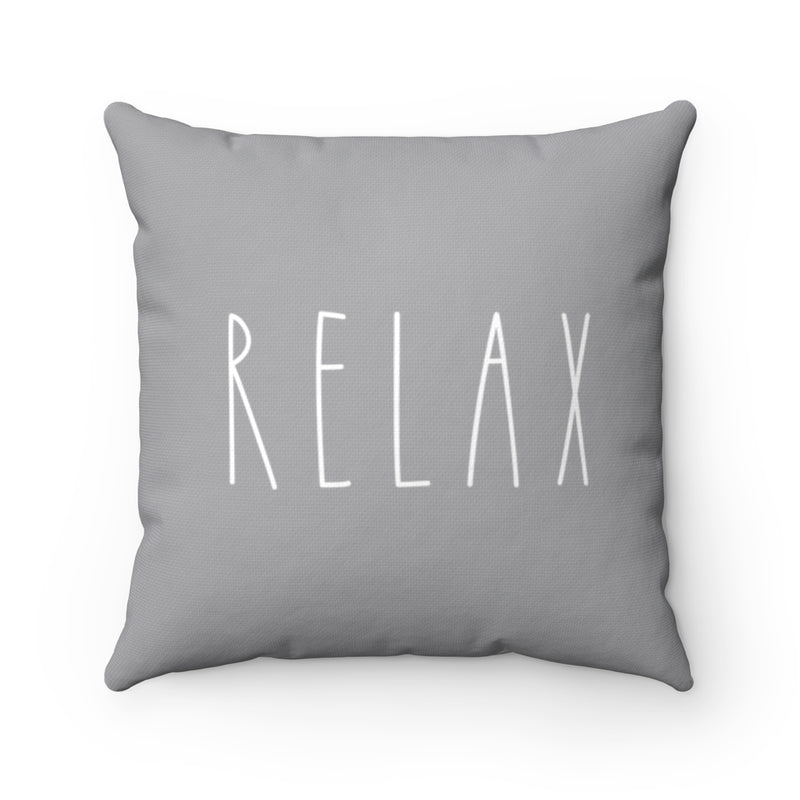 With Saying Pillow Cover | Gray White | Relax