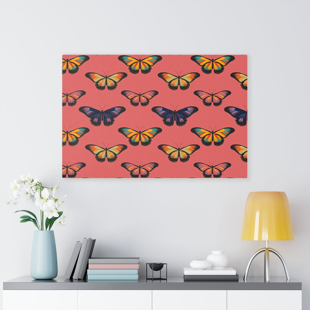 WHIMSICAL WALL CANVAS ART | Pastel Red Butterfly