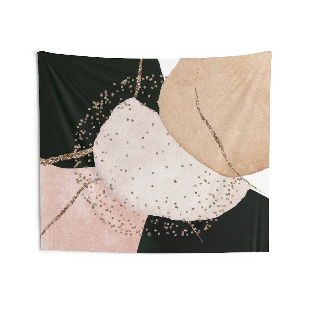 Abstract Tapestry | Beige White Blush Pink White