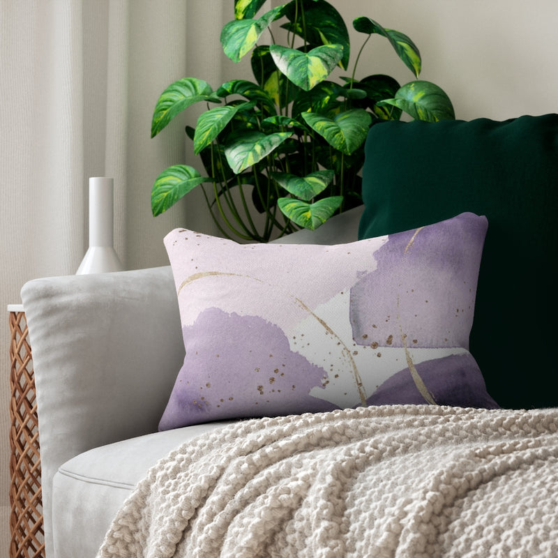 Abstract Boho Lumbar Pillow | Lavender Gold White