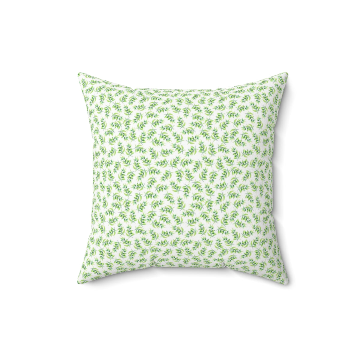 Boho Square Pillow Cover | Green Beige Leaves