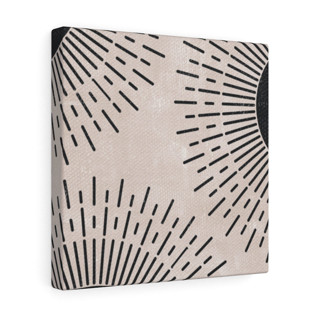 Abstract Canvas Art | Beige Black Sun