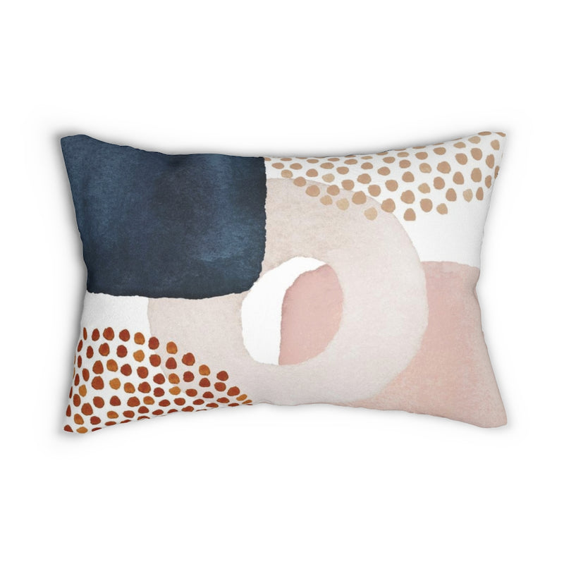 Abstract Boho Lumbar Pillow | Beige Blush Pink Navy Blue