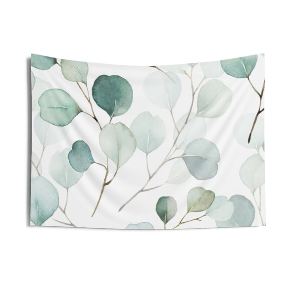 Floral Tapestry | White Green Gold Eucalyptus Leaves