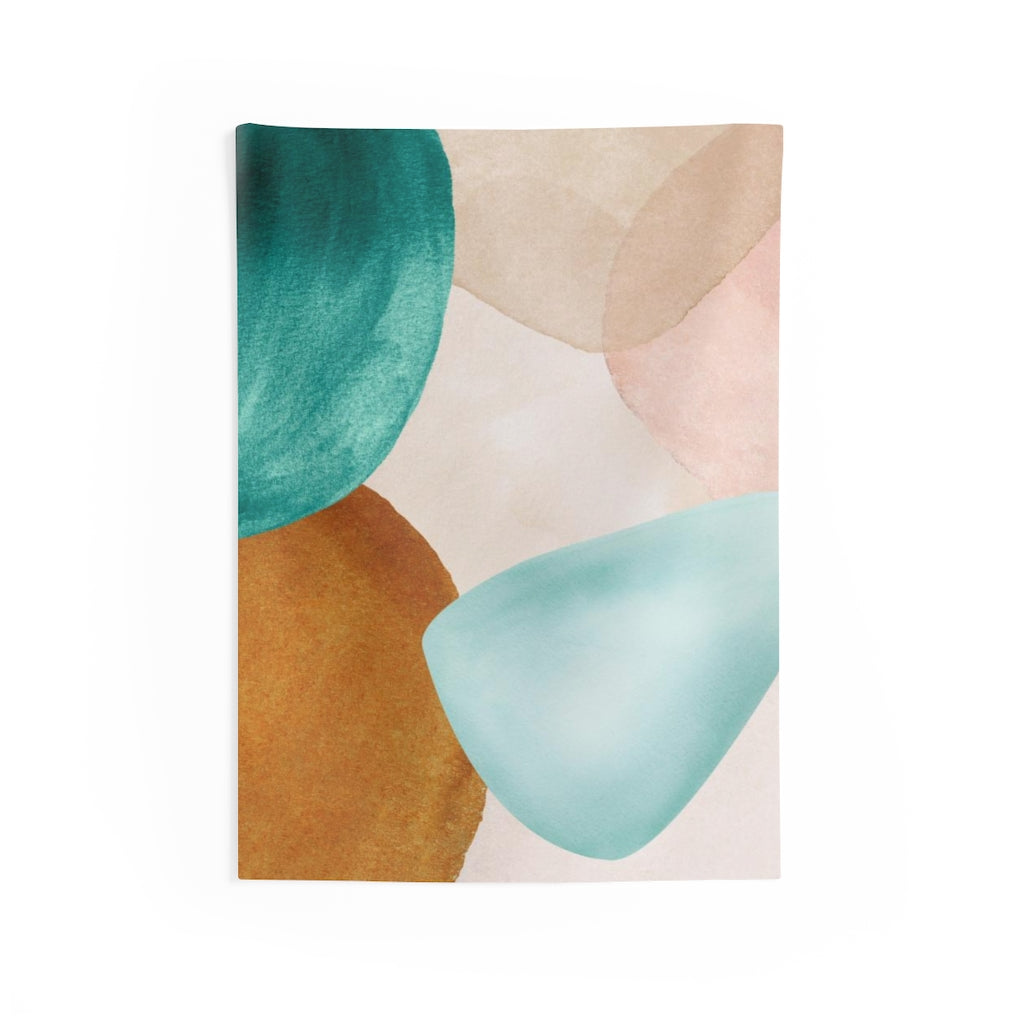 Abstract Tapestry | Beige Blush Pink Teal Green