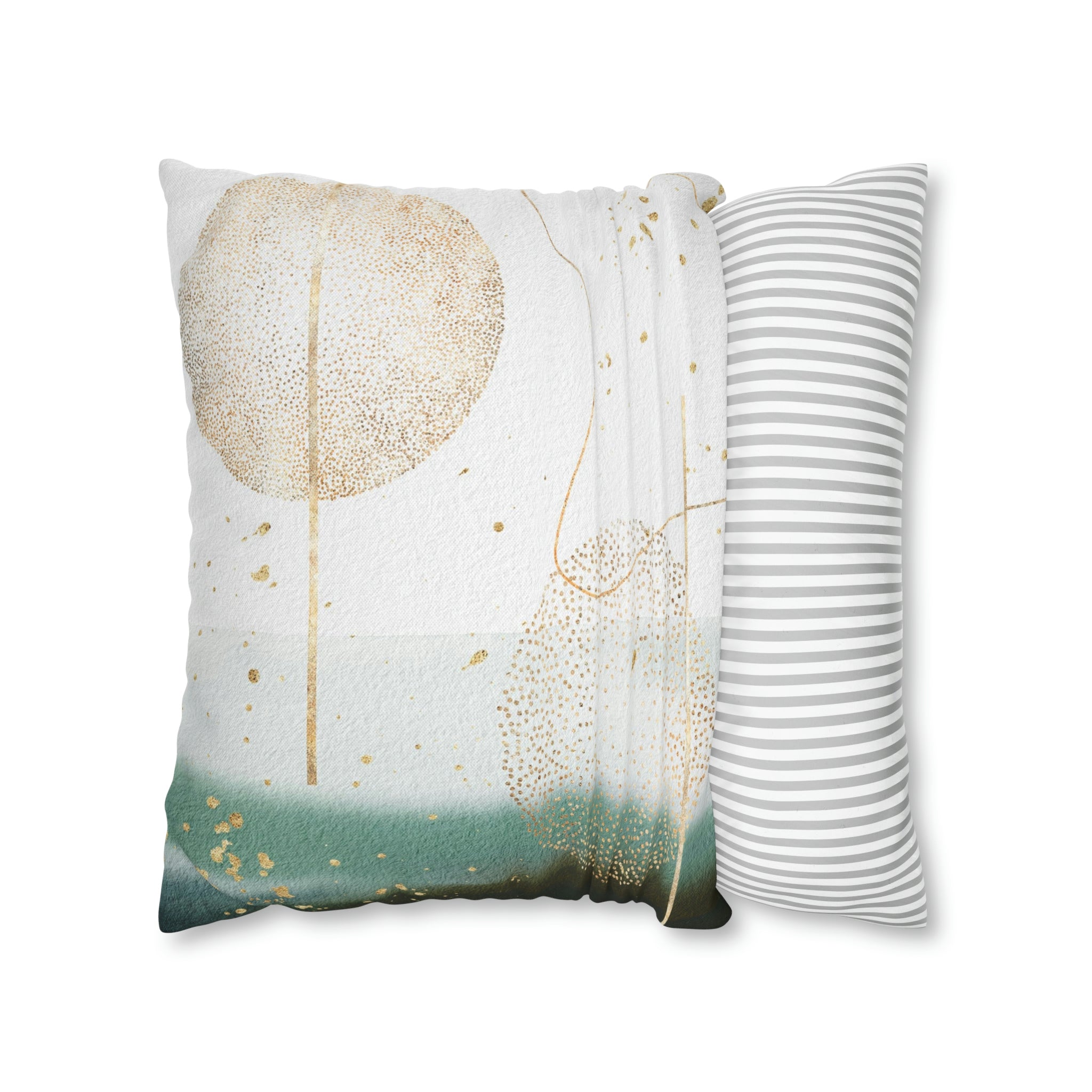 Abstract Boho Pillow Cover | Green Ombre Beige