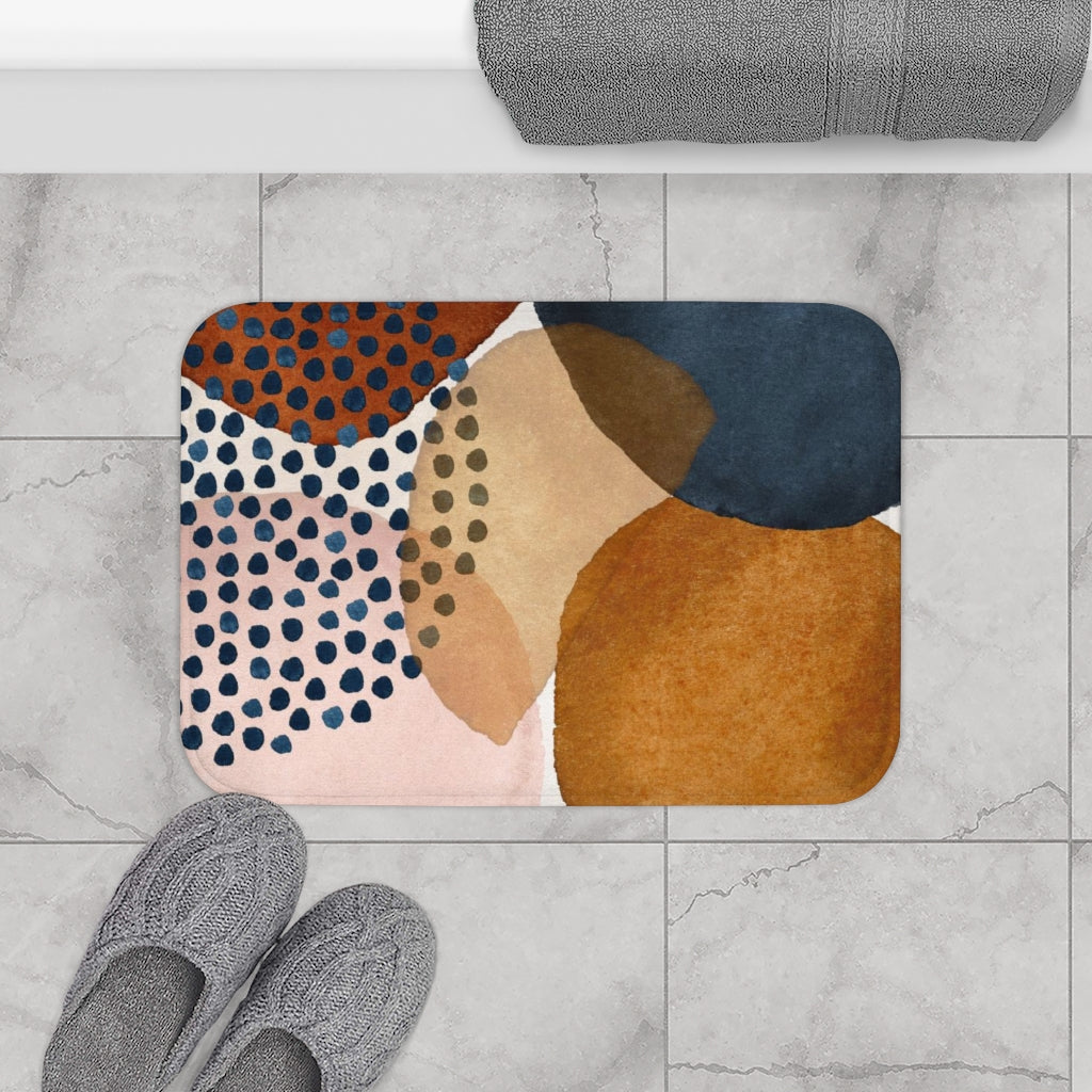 Abstract Bath Mat | Navy Rust Beige