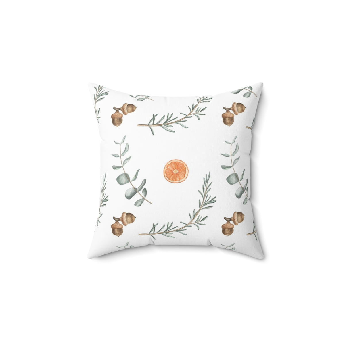 Christmas Square Pillow Cover | Floral Citrus Pine Needles