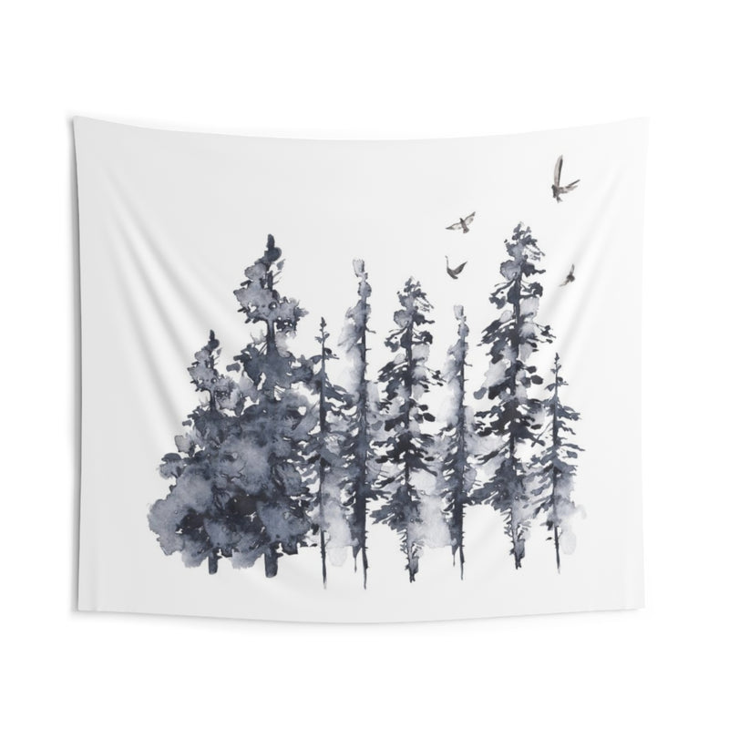 Floral Tapestry | White Indigo Blue Forest