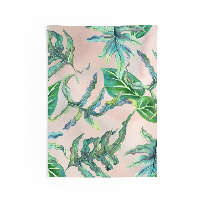 Floral Tapestry | Beige Green Tropical Leaves