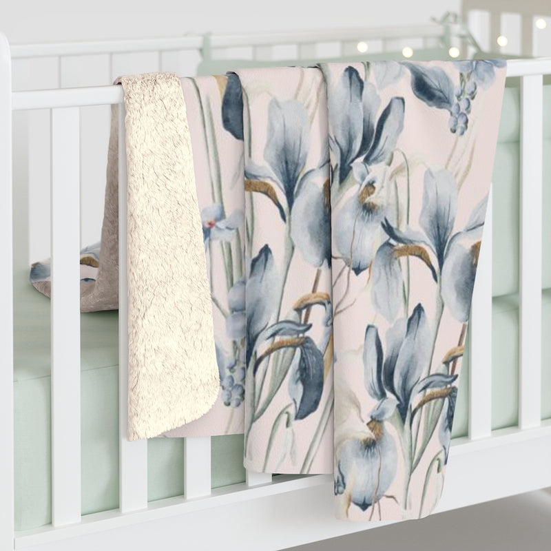 Floral Comfy Blanket | Blush Pink Blue Flowers