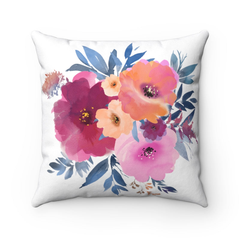Boho Pillow Cover | Pink Blue Fuschia Flowers