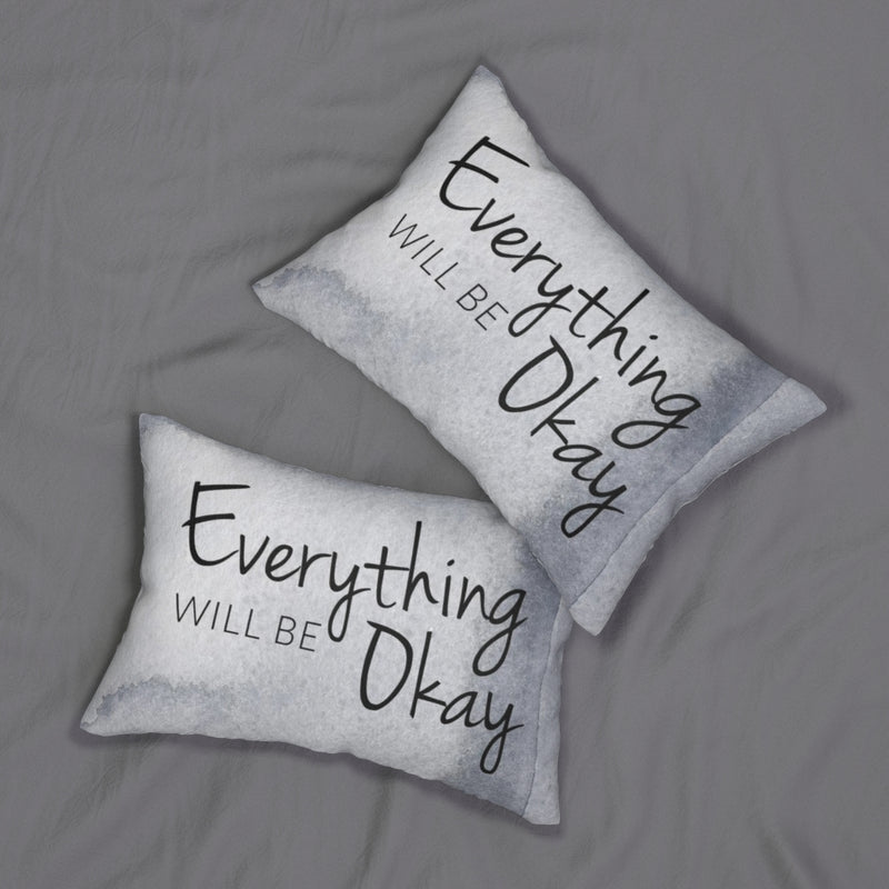 With Saying Boho Lumbar Pillow | Grey | Everything Will Be Okay
