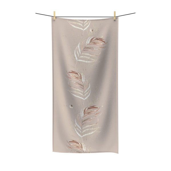 Floral Boho Bath Beach Towel | Blush Beige, Monstera Jungle Leaves