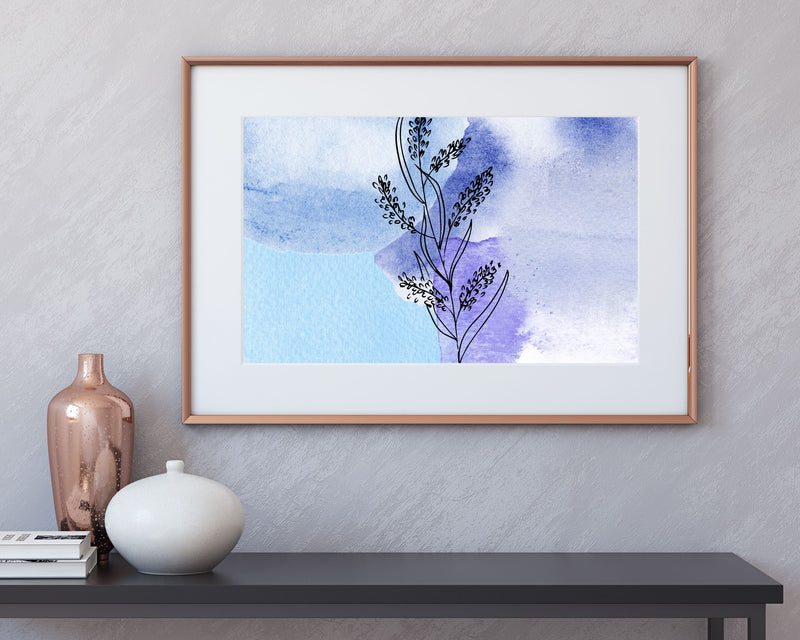 Abstract Boho Art Prints | Blue Lavender Floral